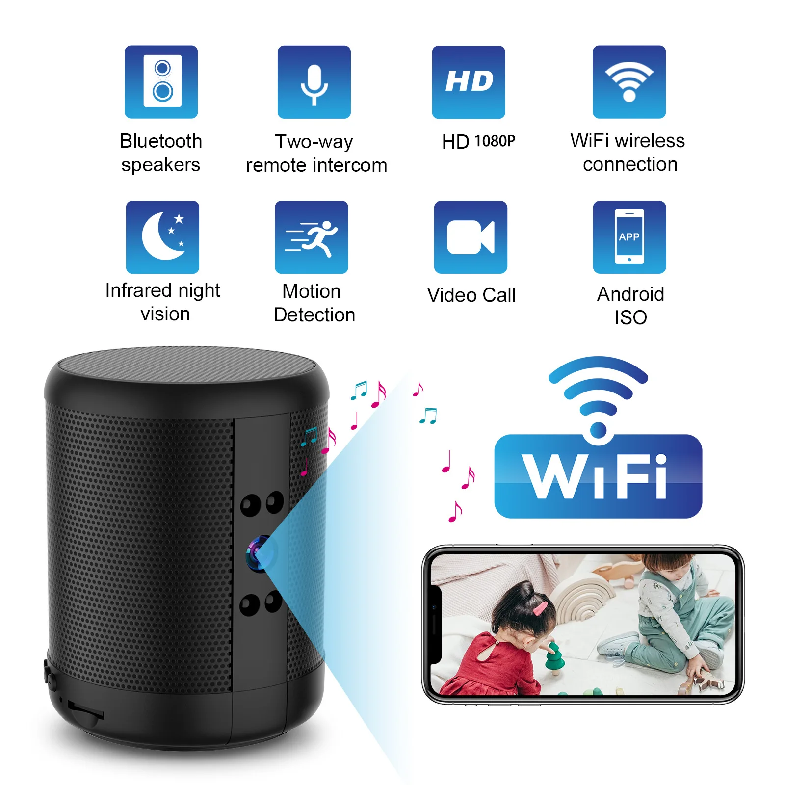 Home Security Robot - WiFi beveiligingscamera met speaker, video recorder,