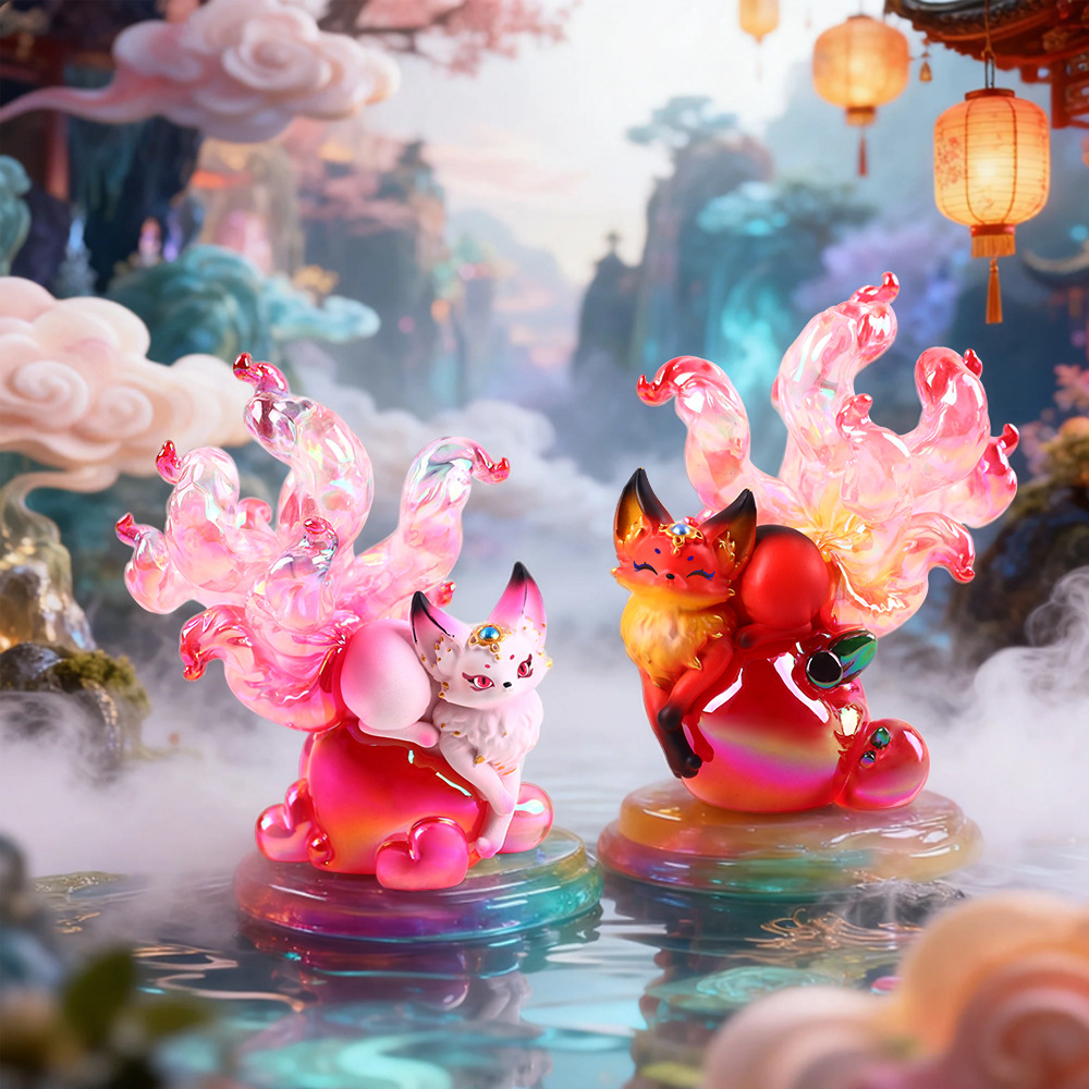 Home Security Items - Negenstaartige vos Chinese mythologie harsfiguur glanzende